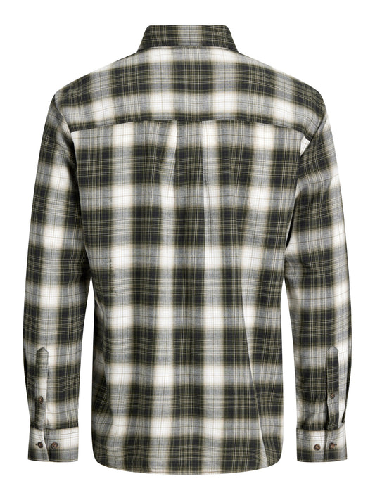 Jack & Jones Junior James grönrutig flanellskjorta för pojke i färgen Rosin.