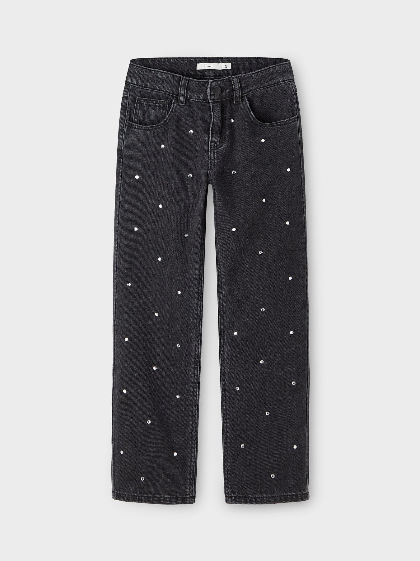 Svarta jeans med strass stenar till flicka. Glitter jeans i tvättad look, raka regular jeans till tjej från Name it i ekologisk bomull.
NKFROSE STRAIGH RHINE JEANS 3366-BE NOOS
13218358