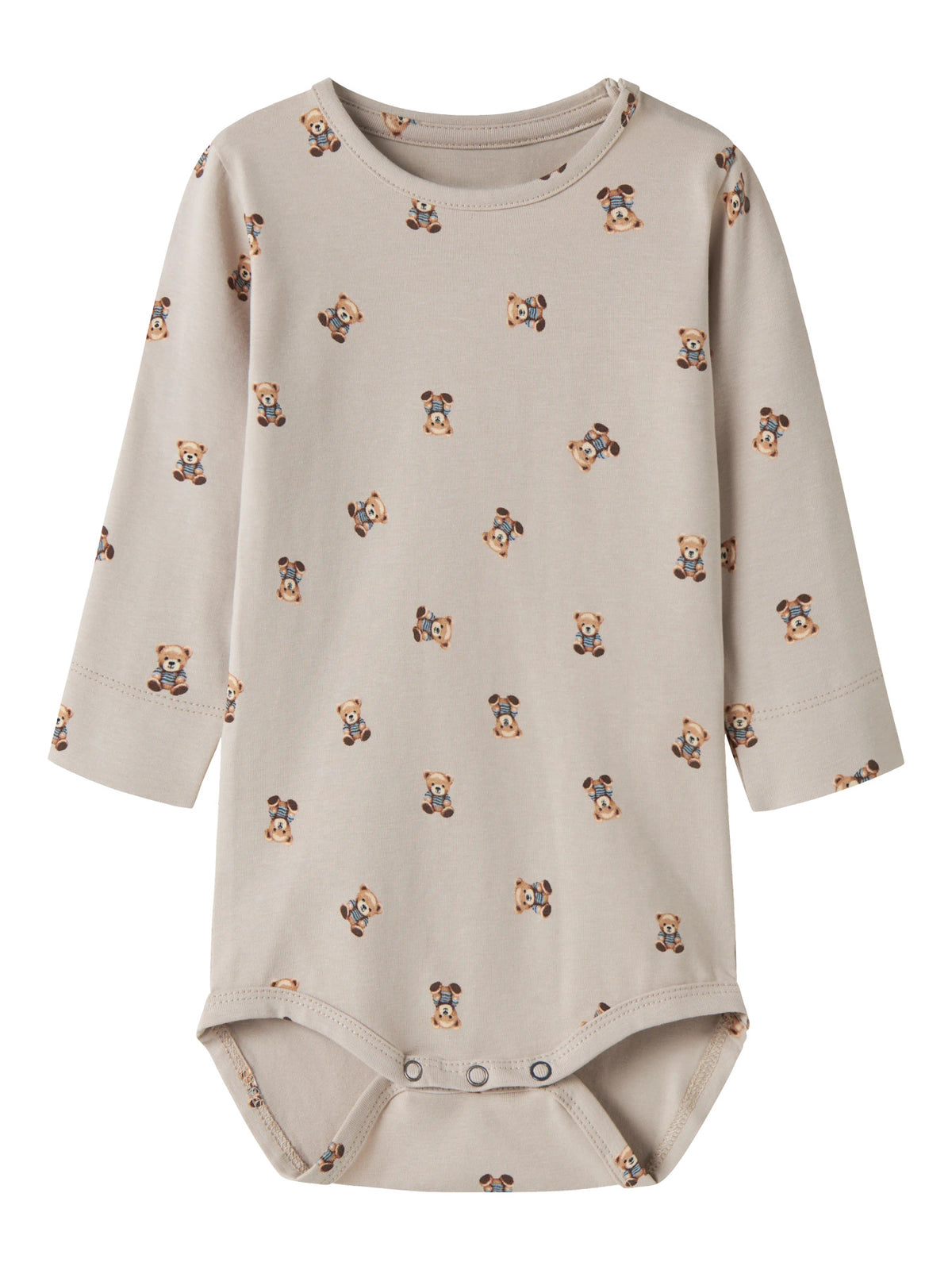 Chateau Gray: Name It Feyan långärmad babybody Chateau Gray med nallemotiv unisex – 13223001
