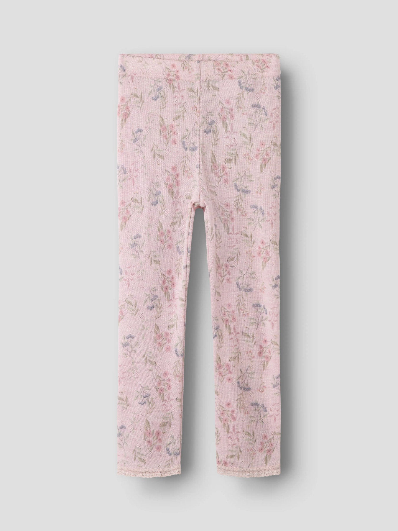 Name It Wang leggings i 100% merinoull för mini flicka med blommönster i färgen Violet Ice – style 13228434