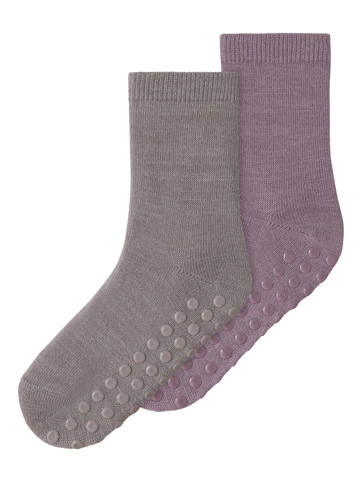 Name It Mini Wak 2-pack halksockor i 50% merinoull rosa och grå för flicka – 13228514