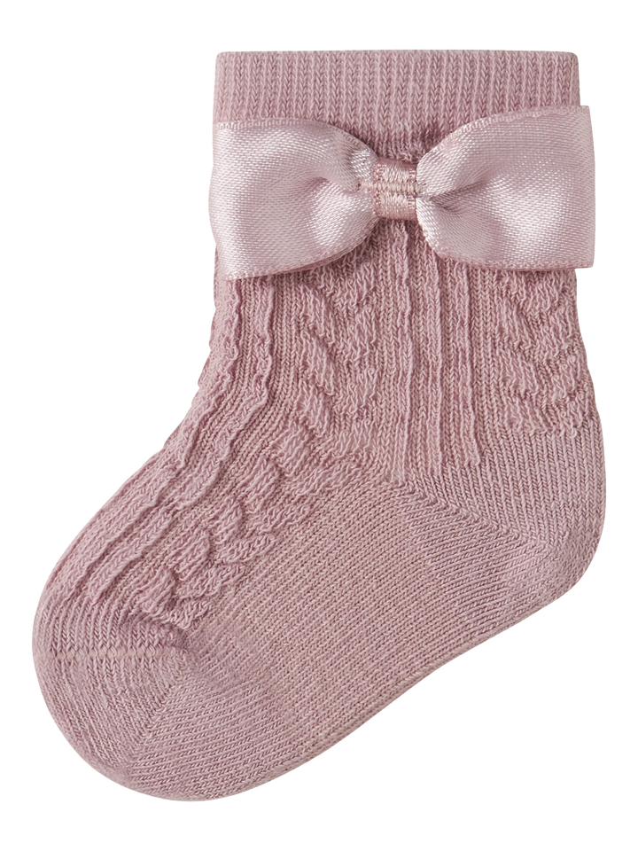 Rallie babystrumpor med rosett baby flicka Mauve Shadows