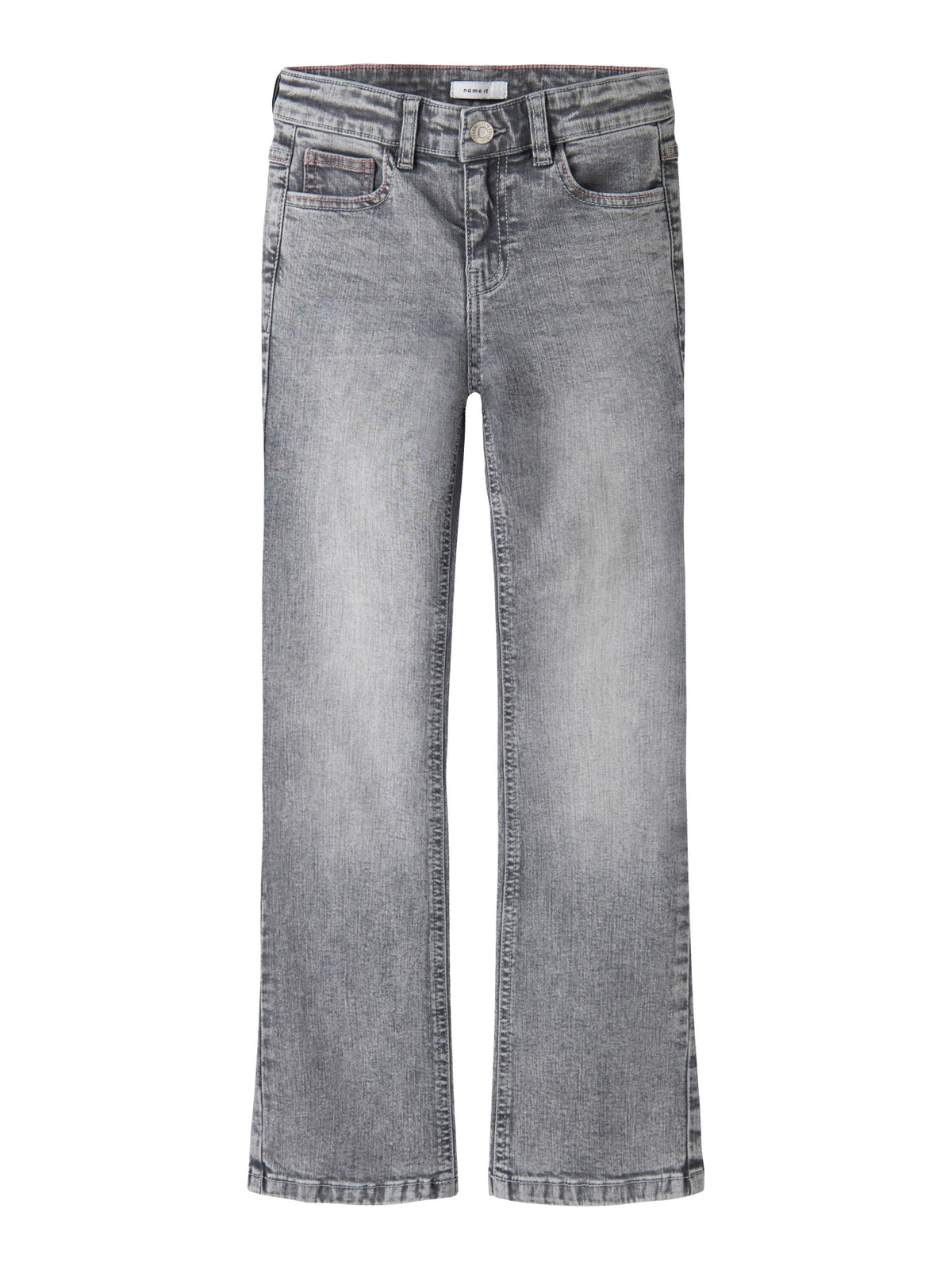 Name It bootcut jeans för flicka med dekorativa bakfickor i grå denim