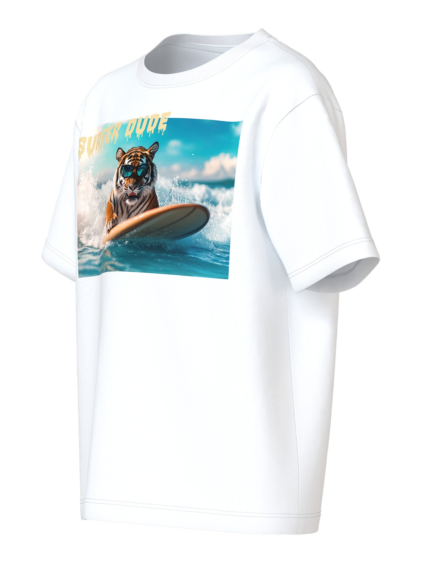 Vit t-shirt med surfande tiger till kille med fotoprint tiger. Tröja kortärmad från Name it till pojke.
NKMVOTO SS NREG TOP
13239070