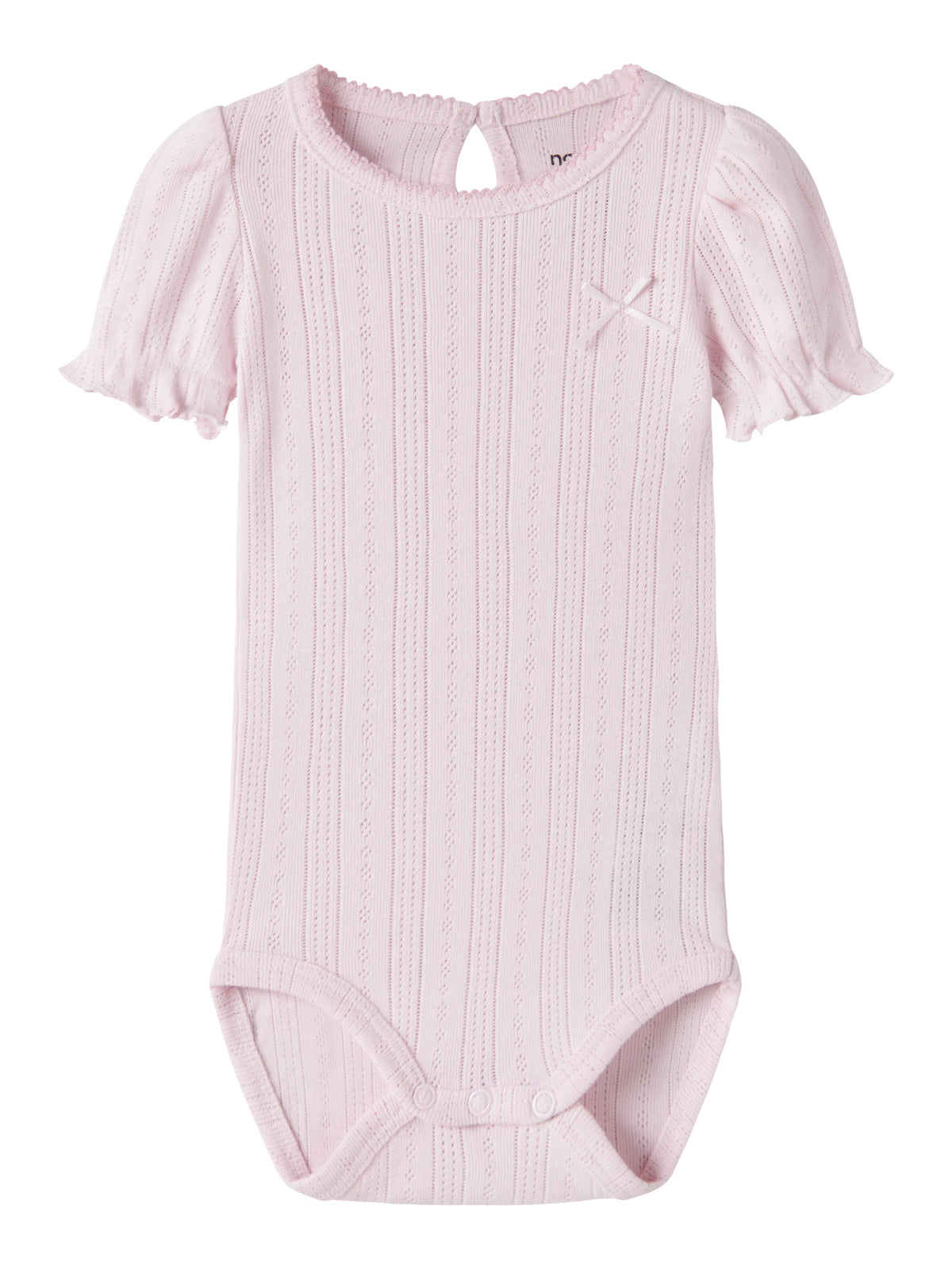 Söt kortärmad baby body till nyfödd bebis flicka. Ljus rosa bebis body med puffärmar och rosett till flicka. Ekologiska baby kläder till flicka från Name it.
NBFHAPPY SS BODY
13242898