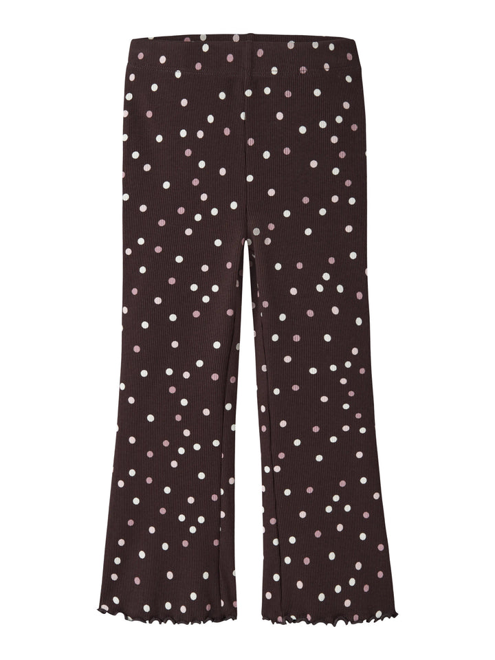 Name It Vemia utsvängd ribbad byxa för flicka mini Chocolate Plum med prickar – 13248293