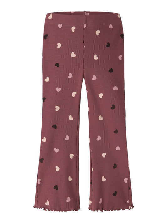 Name It Vemia utsvängd ribbad byxa för flicka mini Wild Ginger med hjärtan – 13248293