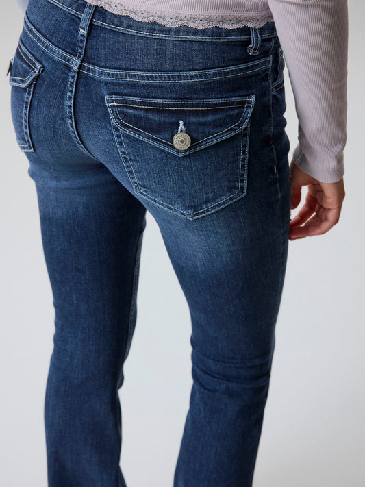 LMTD Libling LW Flared Jeans Dark Blue Denim Till Ungdom Flicka