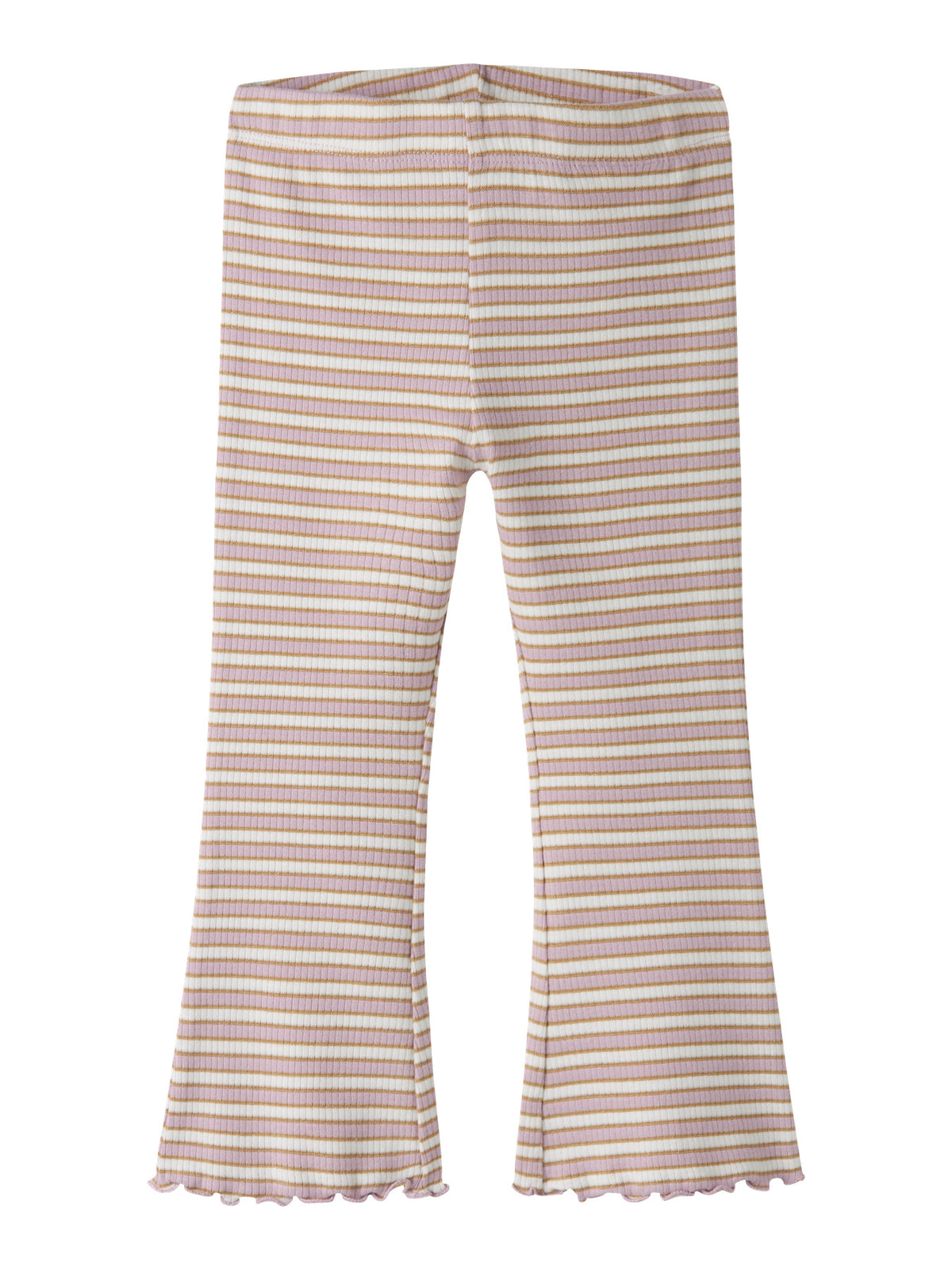 Vit och rosa randig utsvängd byxa till flicka. Tjej byxor flared, ribbade leggings med guld glitter. Ekologiska barnkläder från Name it.
NMFTAIAS FLARE PANT
13251813