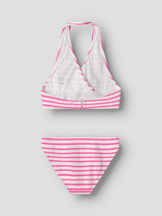 Rosa randig halterneck bikini till tjej. Badkläder till flicka, randig bikini topp med rosett fram, samt randig bikini trosa till barn, ungdom från Name it.
NKFZIPPA BIKINI
13253288