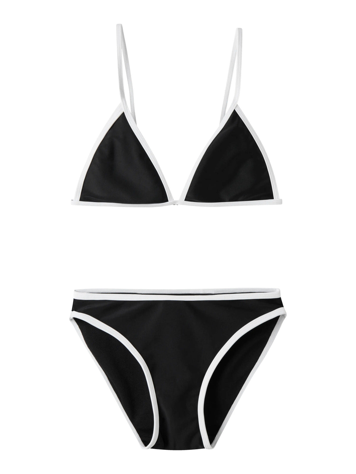 Snygg svart trekants bikini med vita kanter till tjej. Ungdoms badkläder, bikini till flicka. Sommarens snyggaste bikini topp och bikinitrosa.
NLFZINNIO BIKINI
13253796