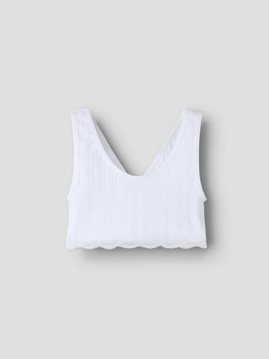 Vit bh topp, kort linne som en bralette till flicka. Tjej topp till ungdom från LMT.
NLFHANNI BRALETTE
13254792