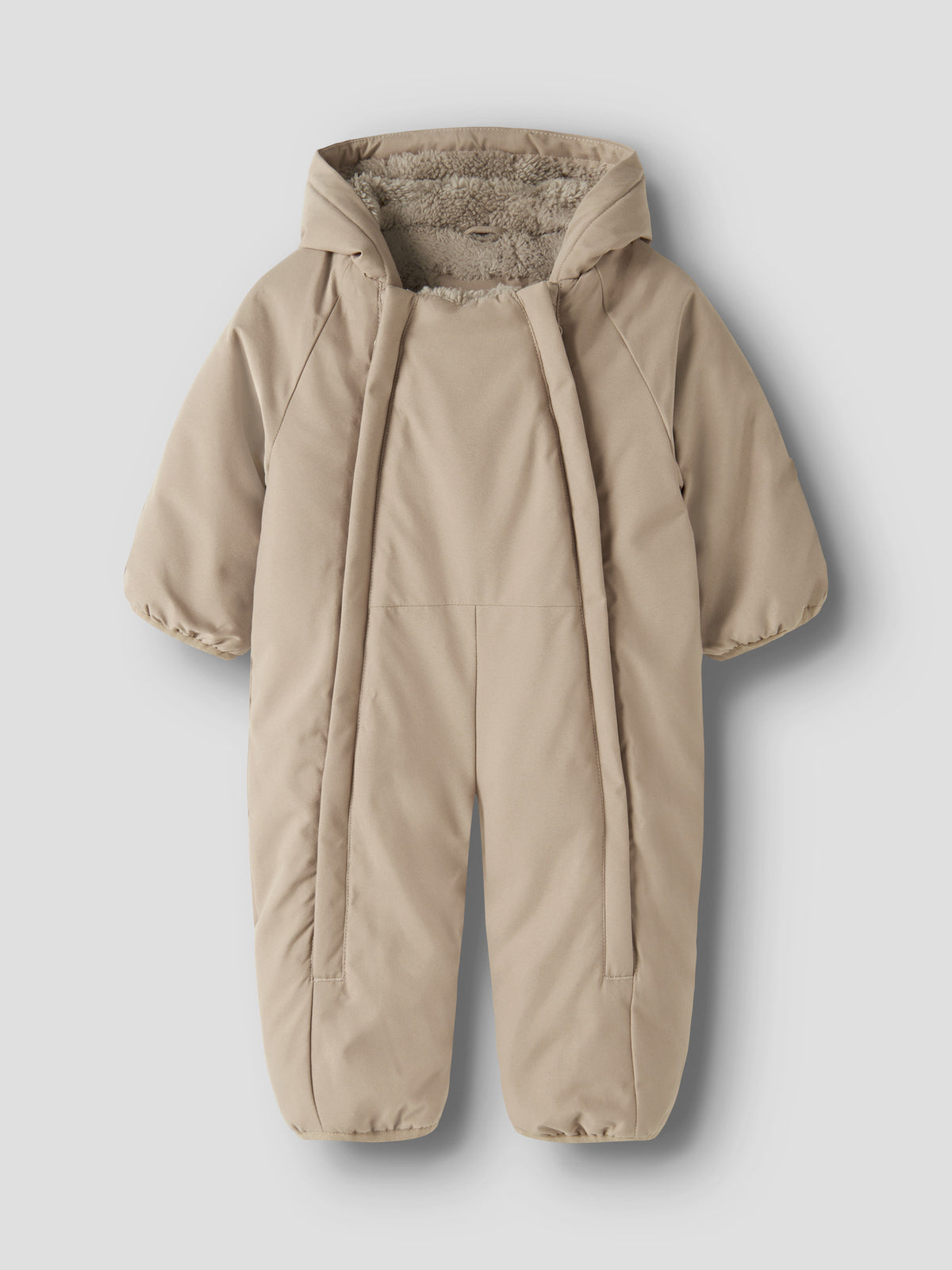 Name It Snow05 vinteroverall baby unisex beige Silver Mink med vikbara händer och fötter