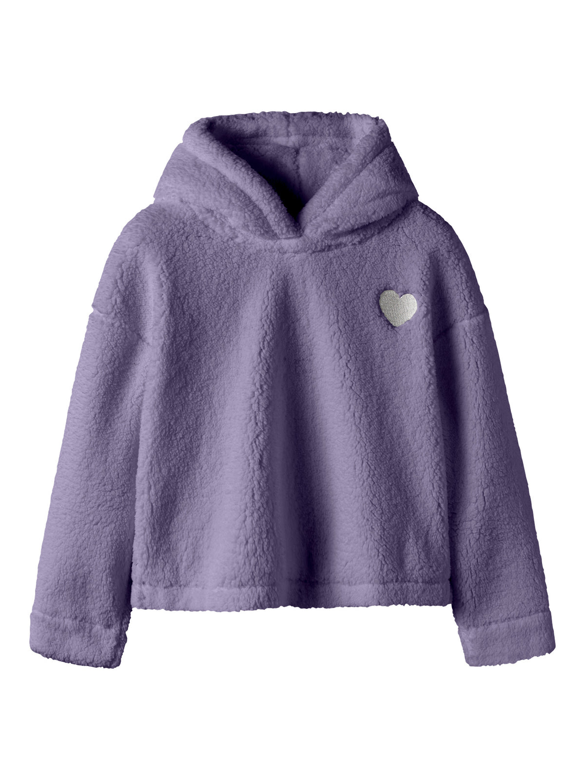Name It Onea lila teddy hoodie flicka kids med broderat hjärta