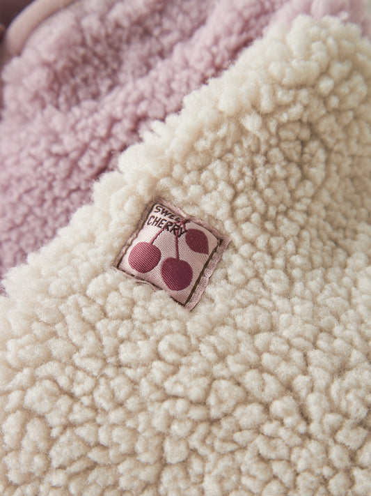 Name It Macey teddyjacka Violet Ice bakifrån – rosa creme för baby flicka