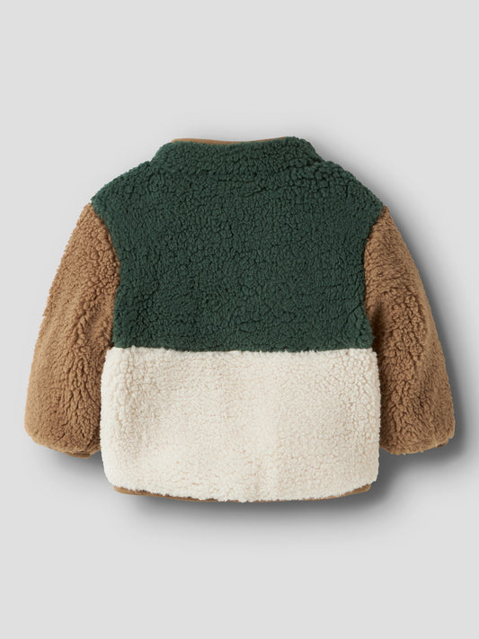 Name It Macey teddyjacka grön beige och offwhite för baby pojke