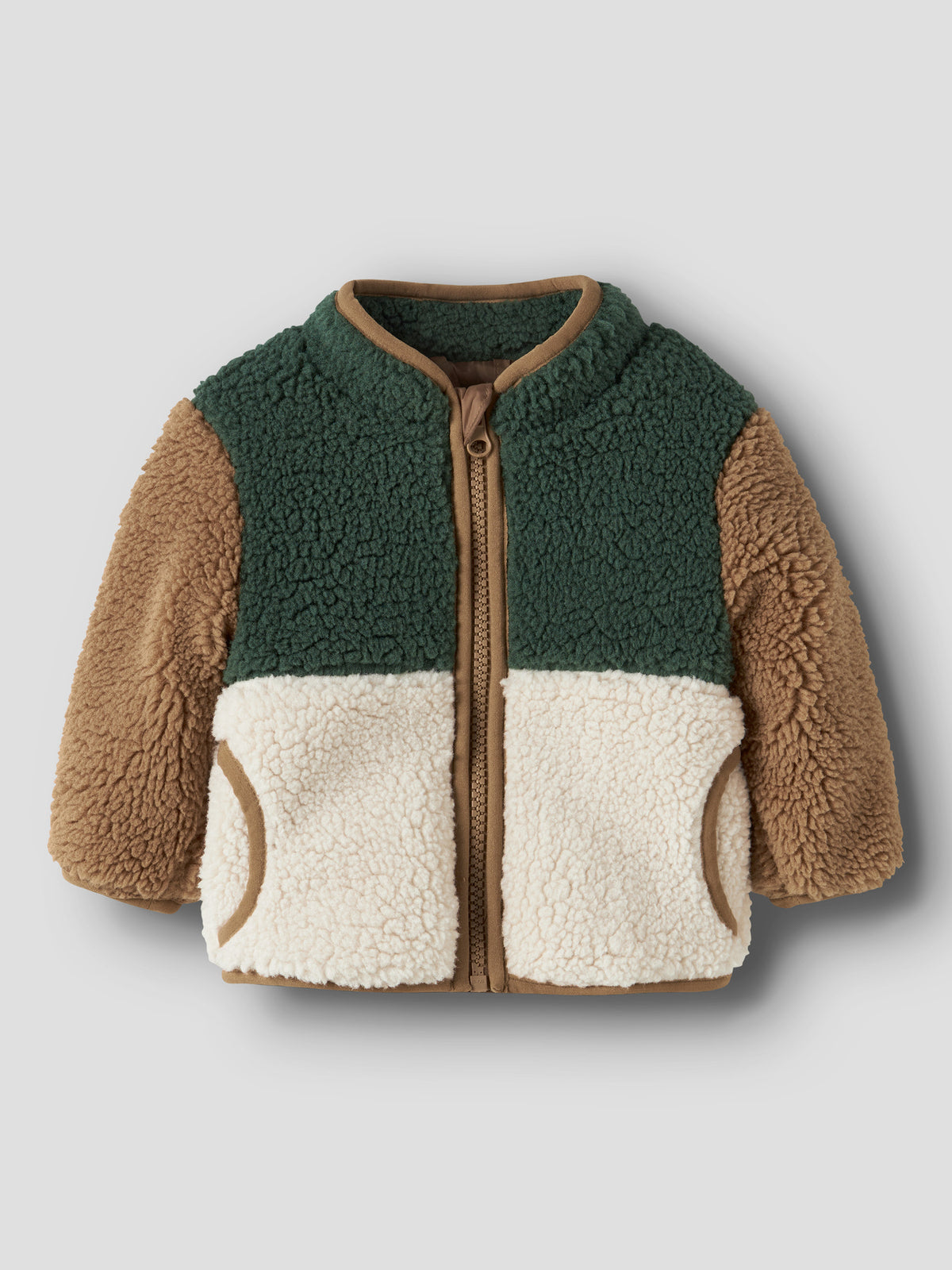 Name It Macey teddyjacka grön beige och offwhite för baby pojke
