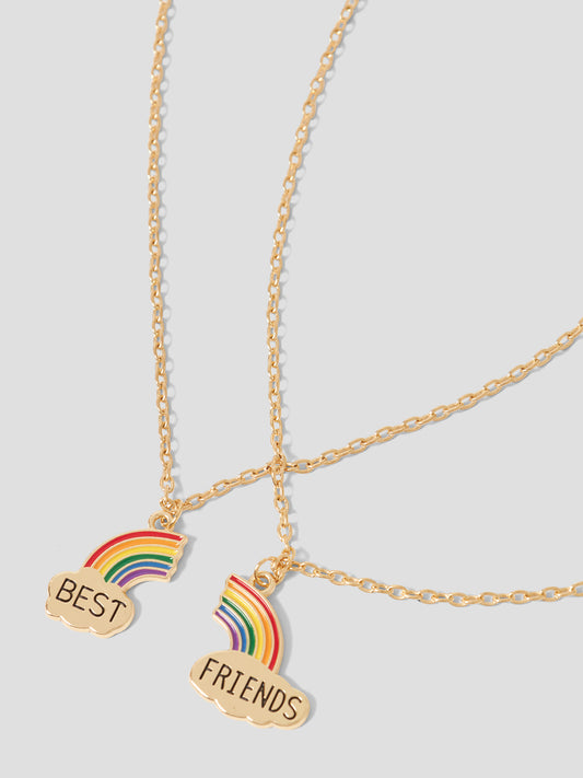 Name It Friends 2-Pack Halsband Med Regnbåge Guld Till Flicka