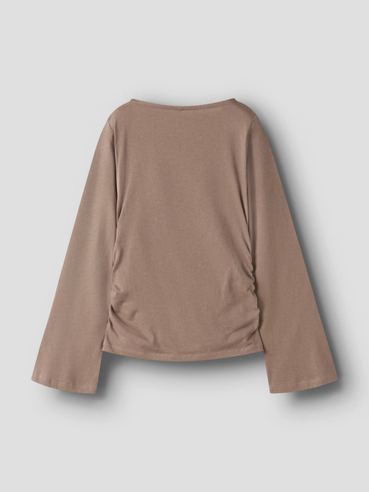 Name It Lanni Brun Långärmad Topp Med Vida Ärmar Till Flicka