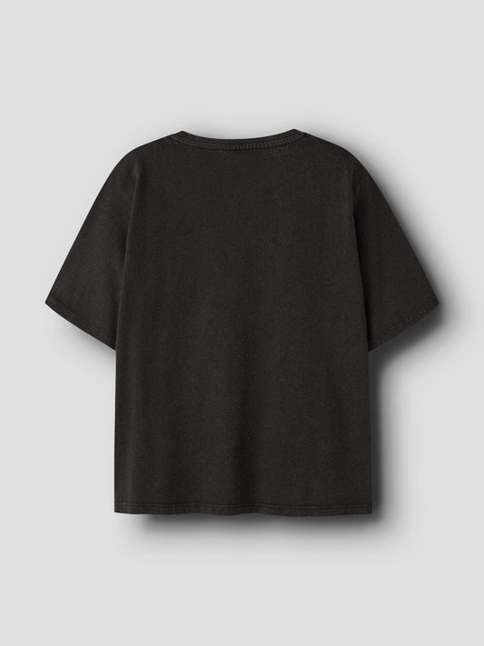 Name It svart t-shirt med rockmotiv och gitarr för flicka i ekologisk bomull