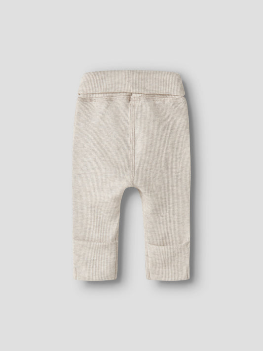 Name It beige ribbade prematurbyxor med nedvikbar midja i mjuk bomull och modal