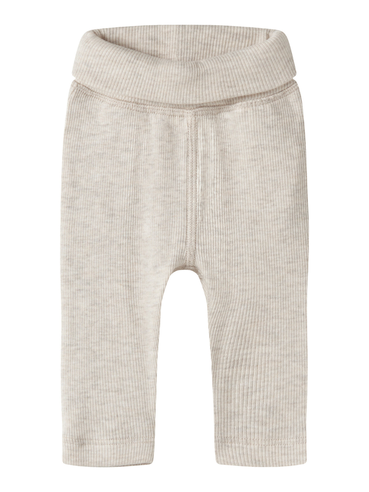Name It beige ribbade prematurbyxor med nedvikbar midja i mjuk bomull och modal