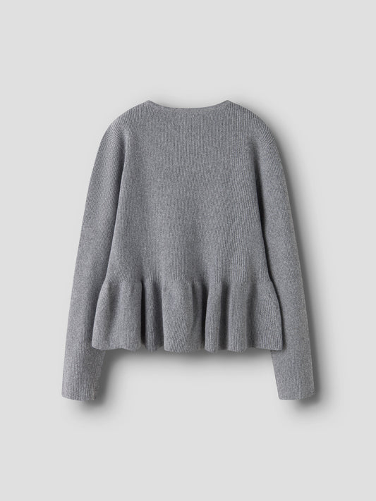 Name It Nyssa grå stickad kofta med volang för flicka kids