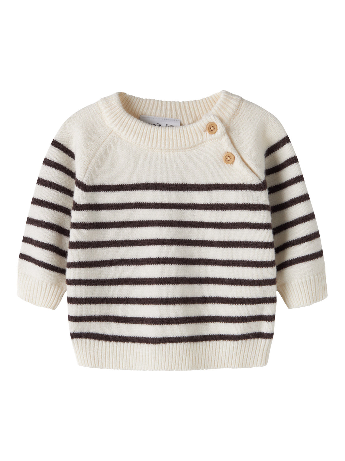 Name It Baby Ostripea randig stickad tröja cremevit och brun för baby pojke – 13260125