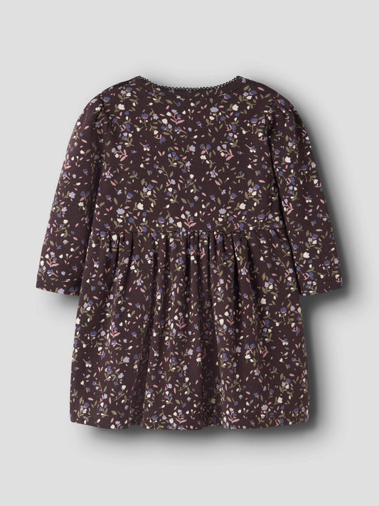 Name It Baby Oceana blommig klänning Chocolate Plum för baby flicka – 13260216