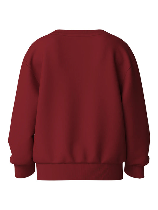Name It Vertrud mörkröd jultröja flicka med rådjur och rosa rosett