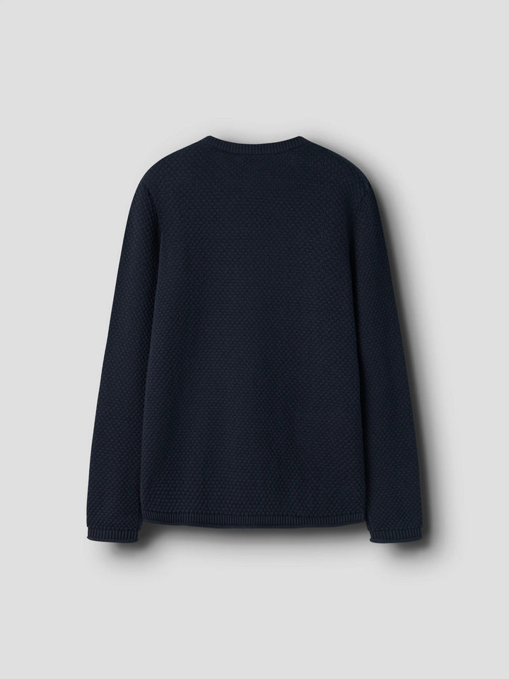 Navy Blazer Roj Strukturstickad Tröja för barn pojke från Name it, bakifrån