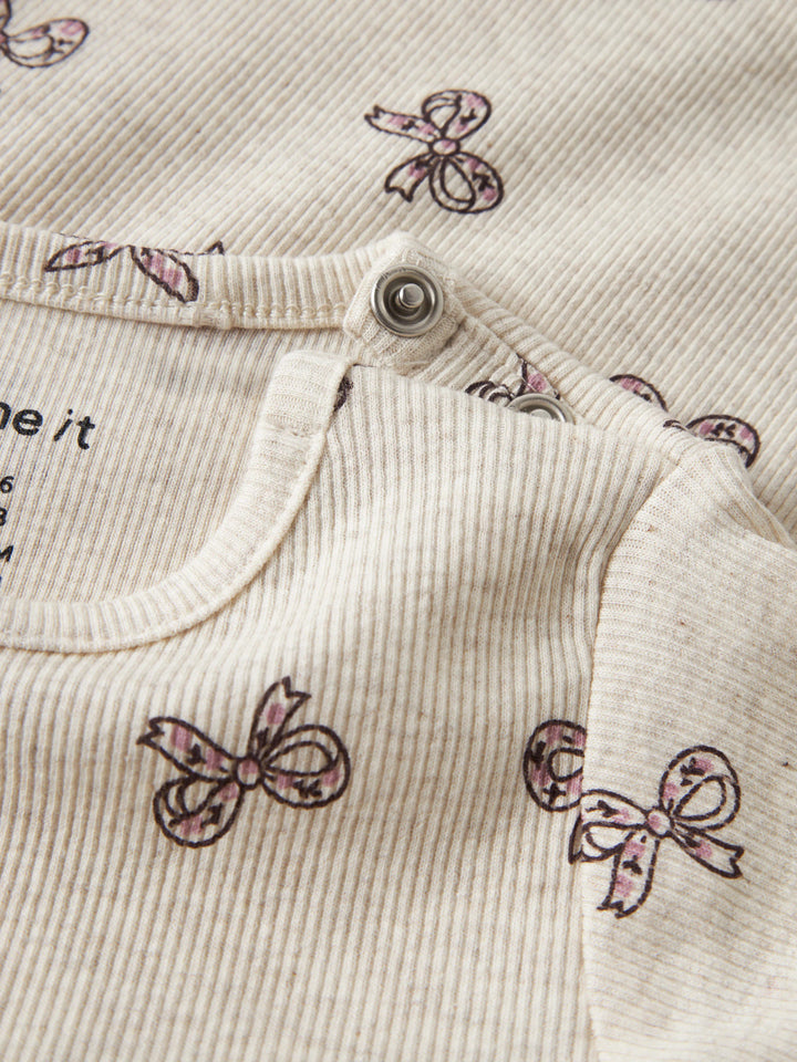 Rulies Ribbad Babybody Med Rosetter baby flicka Peyote Melange