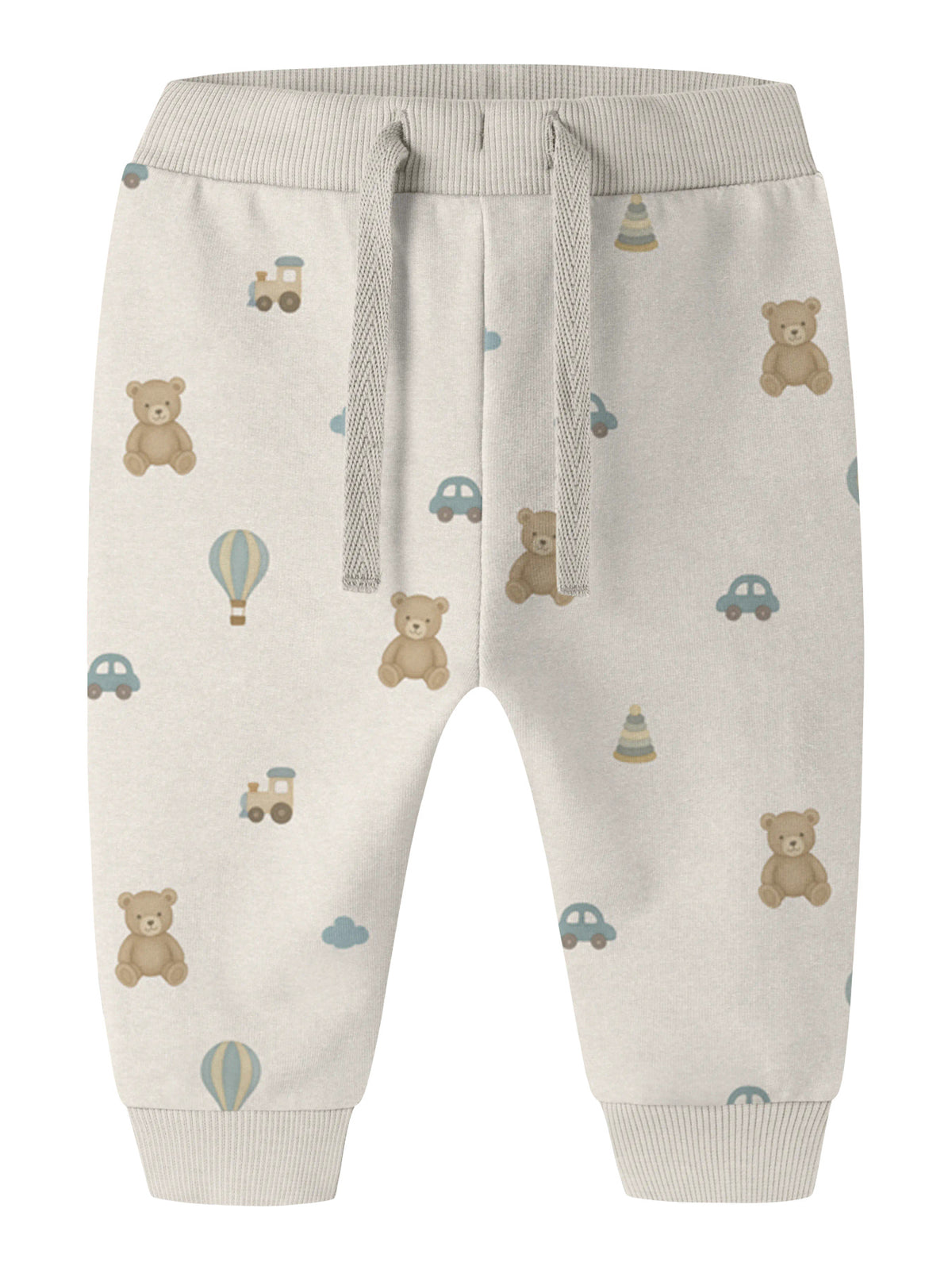 Beige Ragner mjukisbyxor för baby med nallar, bilar och luftballonger från Name It