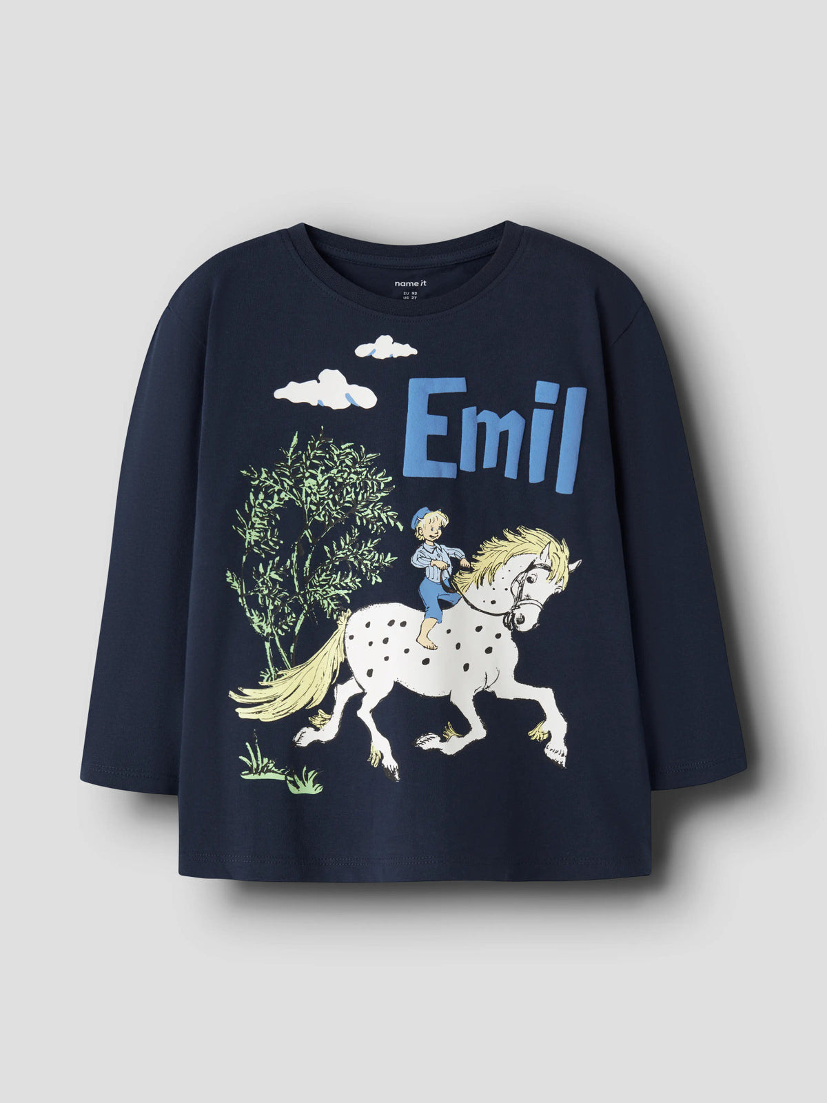 Name It Olson Emil i Lönneberga långärmad tröja för pojke med Emil på häst