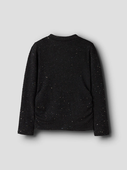 Name It Retna glittrig svart topp med hög hals för flicka bakifrån