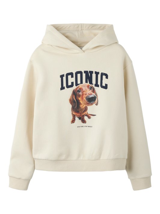 Birch Sera hoodie med hundmotiv för barn flicka från Name it, framifrån