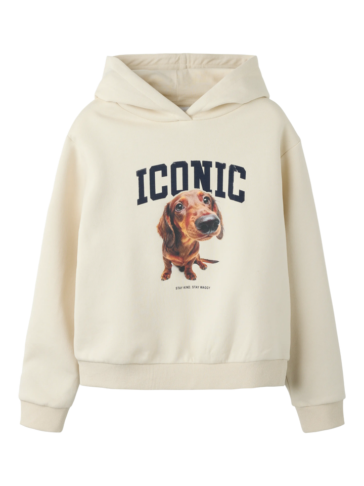 Birch Sera hoodie med hundmotiv för barn flicka från Name it, framifrån