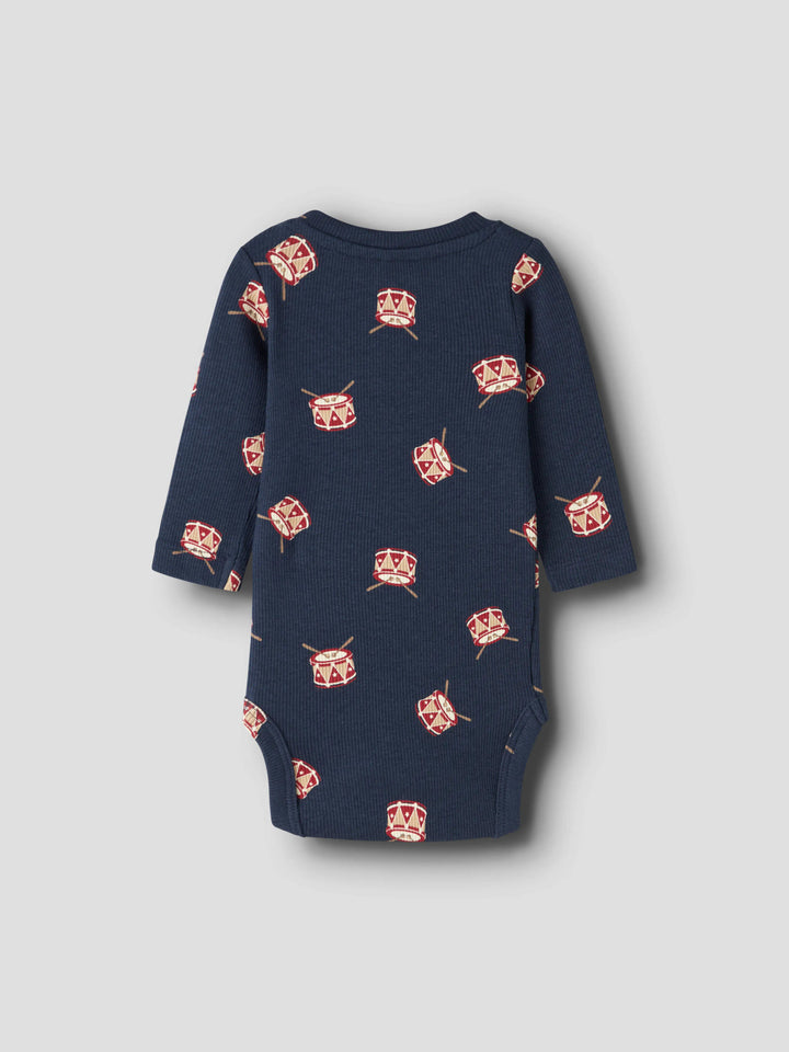 Ristmas Baby Body med Trummor baby pojke Navy Blazer Drums