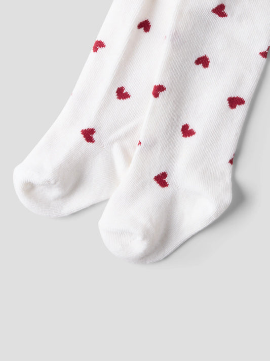 Name It Vichristmas julstrumpbyxor 2-pack babyflicka vita och röda med hjärtan