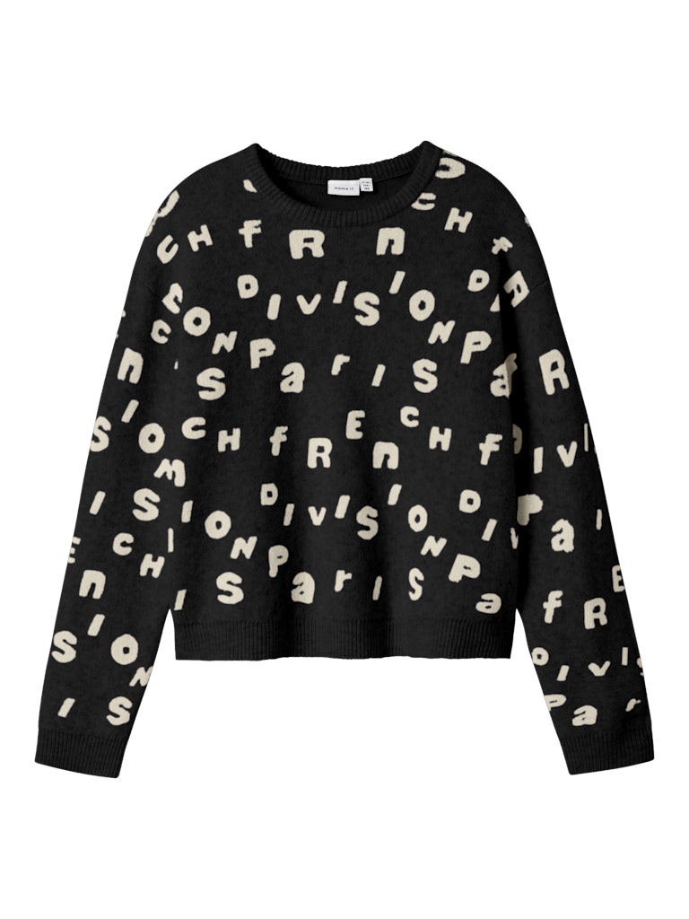 Svart tröja med vit text, stickad tröja i återvunnet material till flicka, tjej.
NKFOLINE LS KNIT BF
13247280