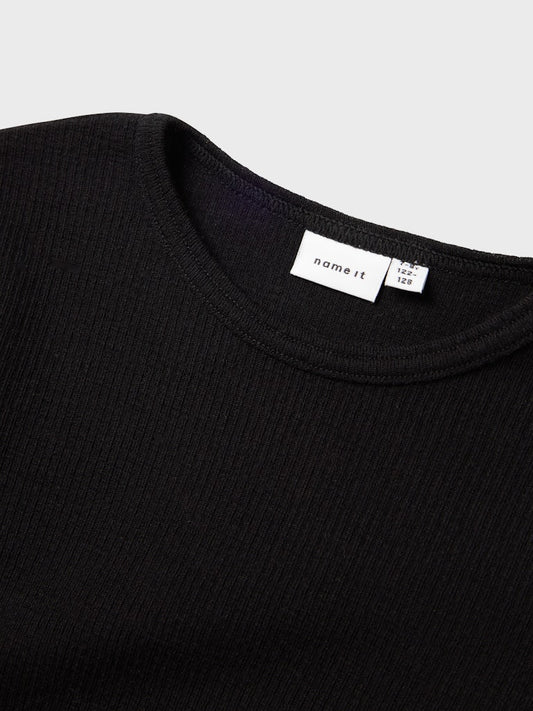 Name It Wax svart långärmad tröja i 100% merinoull för barn unisex – 13242139