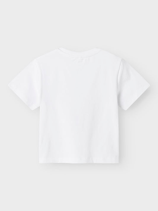 Vit kortärmad t-shirt till flicka. Tröja med leo mönstrad rosa rosett i ekologisk bomull från Name it.NMFLEOANJA SS NREG TOP
13245691