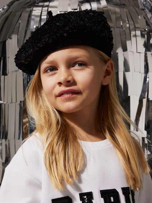 Trendig paljett basker till barn och ungdom tjej. Festlig hatt, mössa till flicka från Nameit.
NKFRIBBEANA BARET HAT
13250870