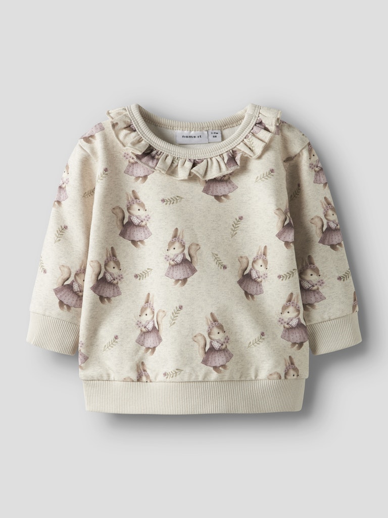 Söt bebis tröja till flicka, mönster av ekorrar och med en gullig volang vid halsen. Ekologiska babykläder till nyfödd flicka från Nameit.
NBFSHELLY LS SWEAT BRU
13250276