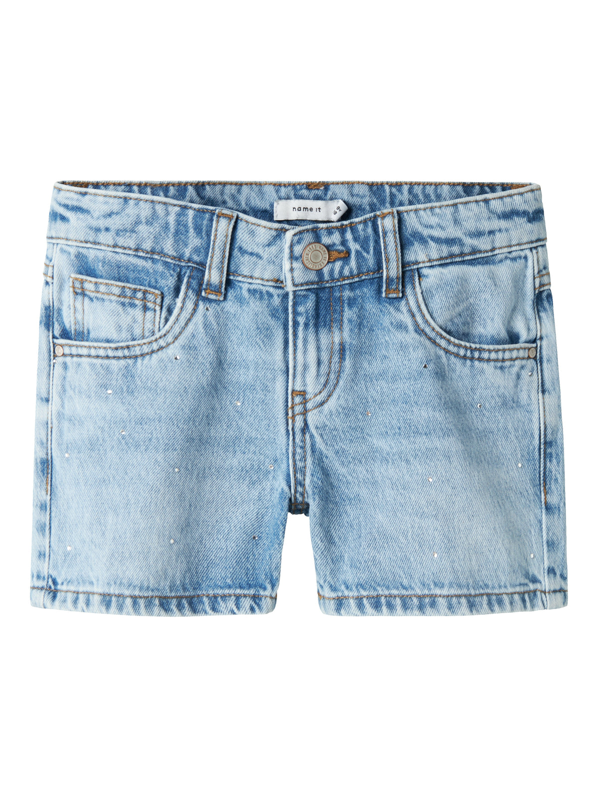 Blå jeans shorts med strass stenar för glitter och glamour till flicka tjej. Sköna jeansshorts med pärlor från Name it.
NKFROSE REG DNM SHORTS 6042-AC NOOS
13239976