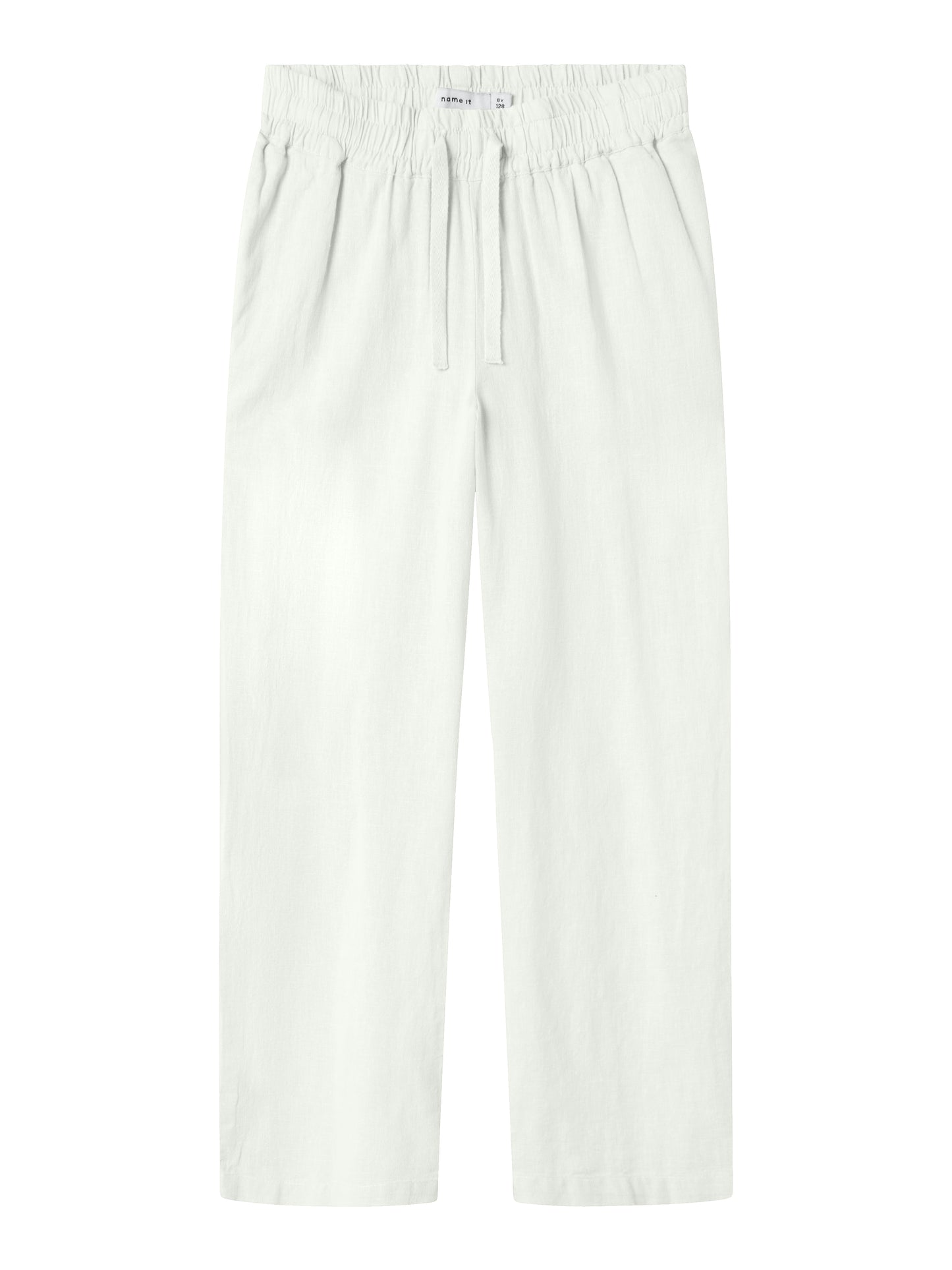 Rak, vit linnebyxa till flicka, tjej. Byxor i lin med knyte i midjan till barn och ungdom från Name it.
NKFFALINNEN STRAIGHT PANT
13240429