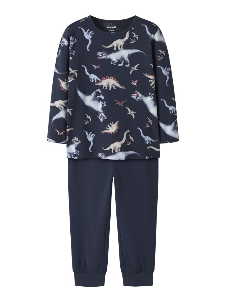 Blå Dino pyjamas till pojke. Dinosaurie pyjamas i ekologisk bomull från Name it.
NMMNIGHTSET NAVY DINO NOOS
13255419