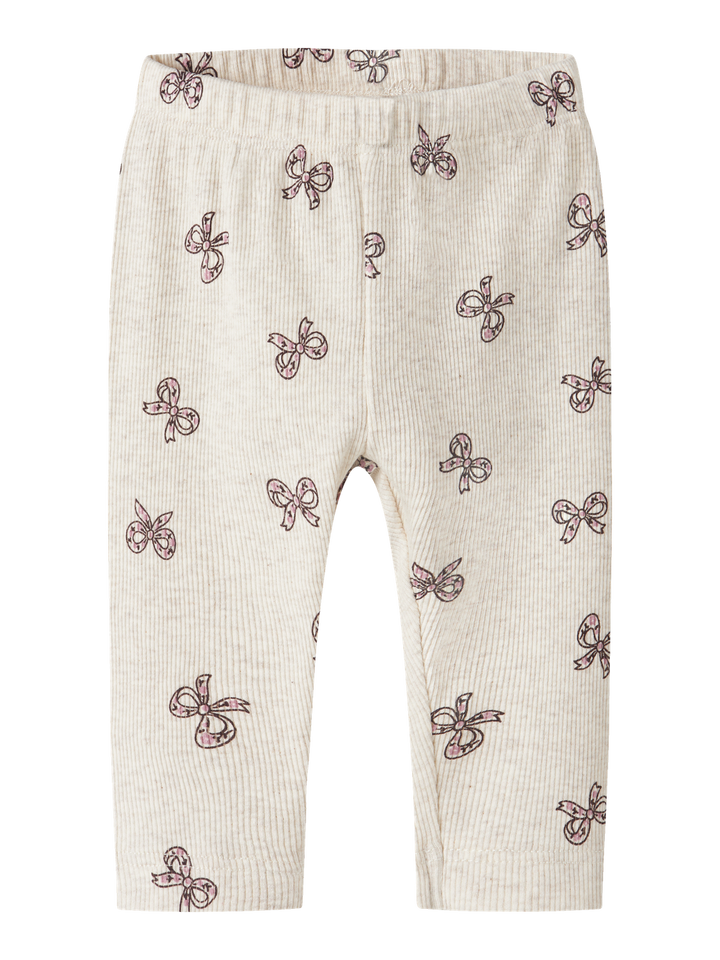 Rulies ribbade babyleggings med rosetter baby flicka Peyote Melange