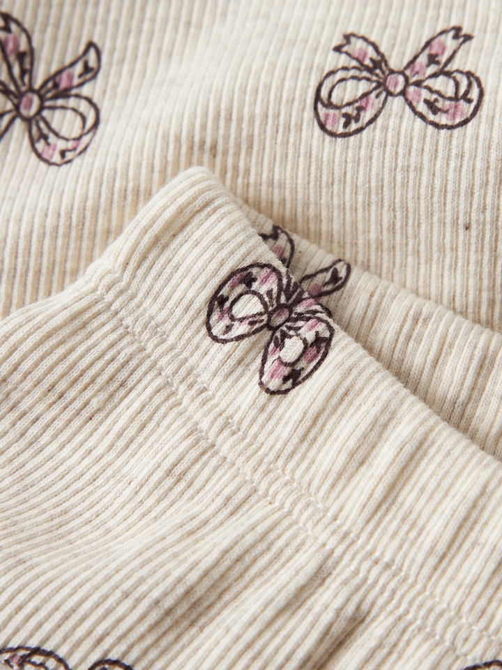 Rulies ribbade babyleggings med rosetter baby flicka Peyote Melange
