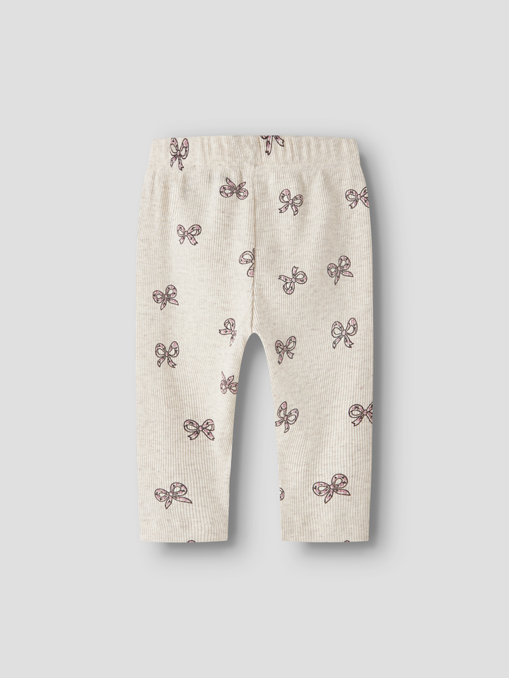 Rulies ribbade babyleggings med rosetter baby flicka Peyote Melange